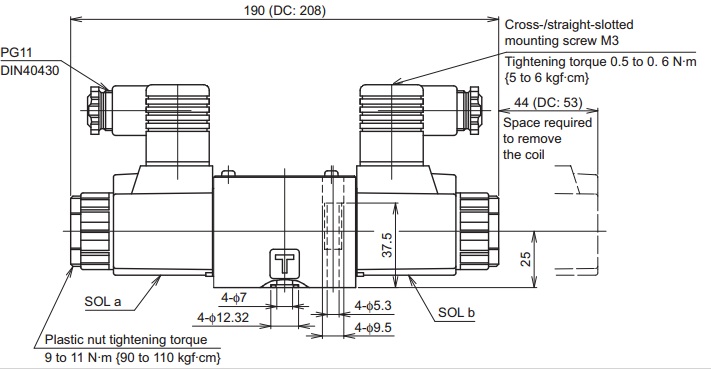 Габариты клапана KSO-G02-9CP-30-CLE